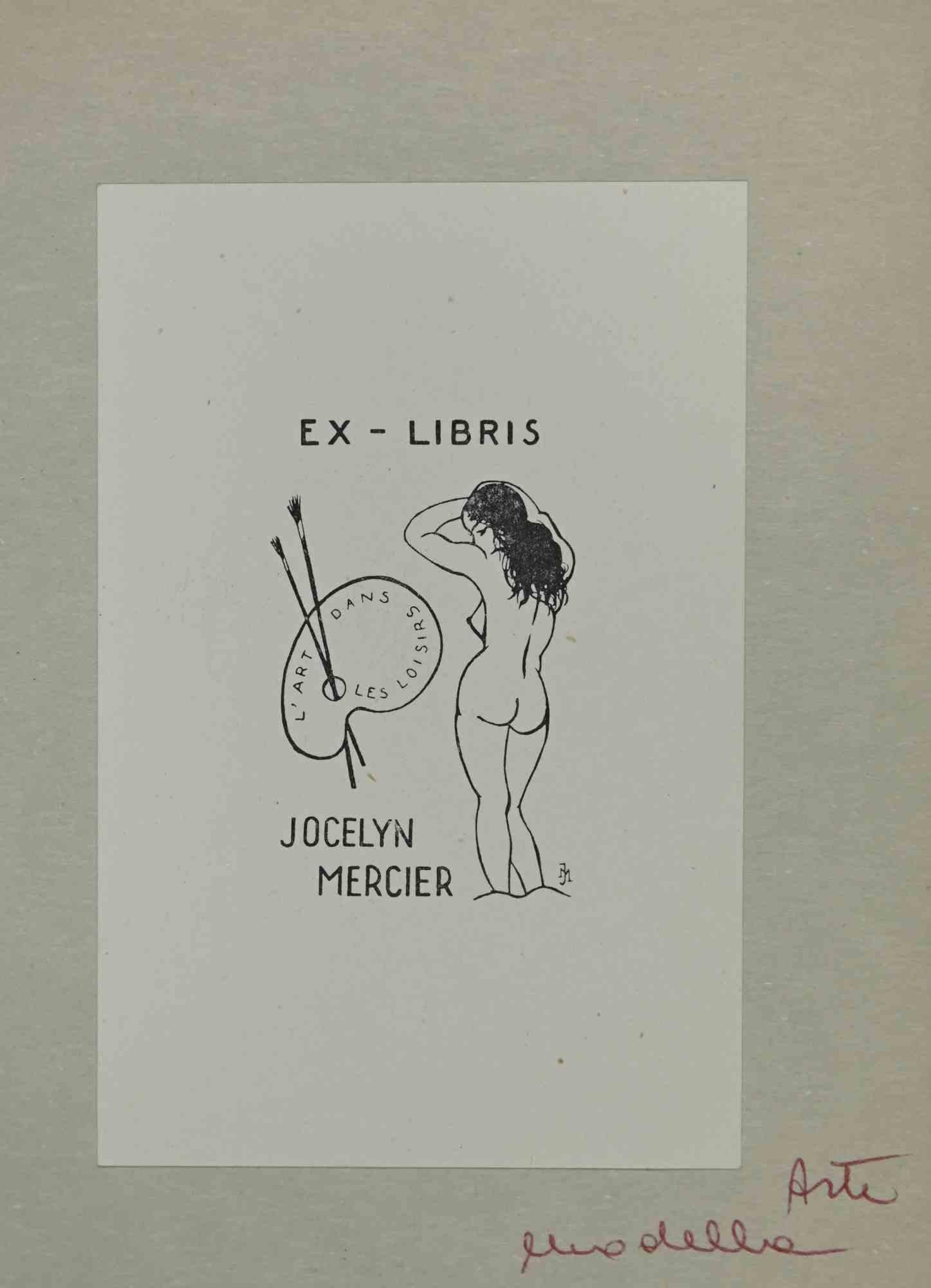 Unknown Figurative Print - Ex-Libris - Adolf Maly - Woodcut - Mid 20th Century