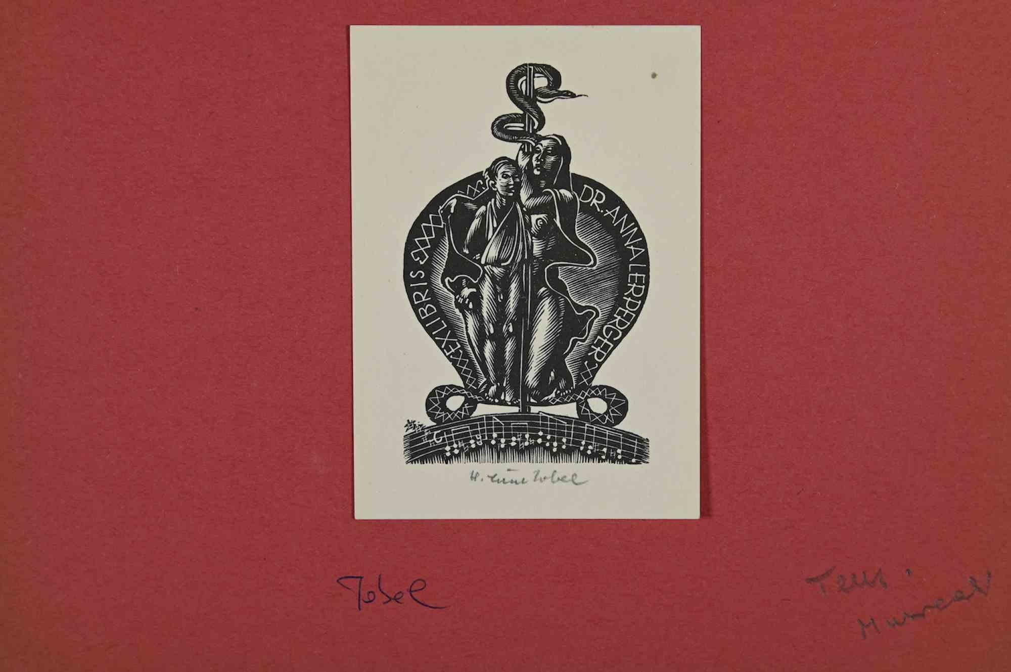 Figurative Print Unknown - Ex-Libris - Anna Lerperger - Milieu du XXe siècle