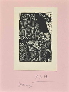 Ex Libris - Antoni Martinez - Gravure sur bois - Milieu du XXe siècle