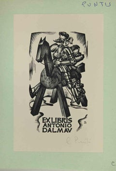 Ex-Libris - Antonio Dalmav - woodcut - Mid 20th Century