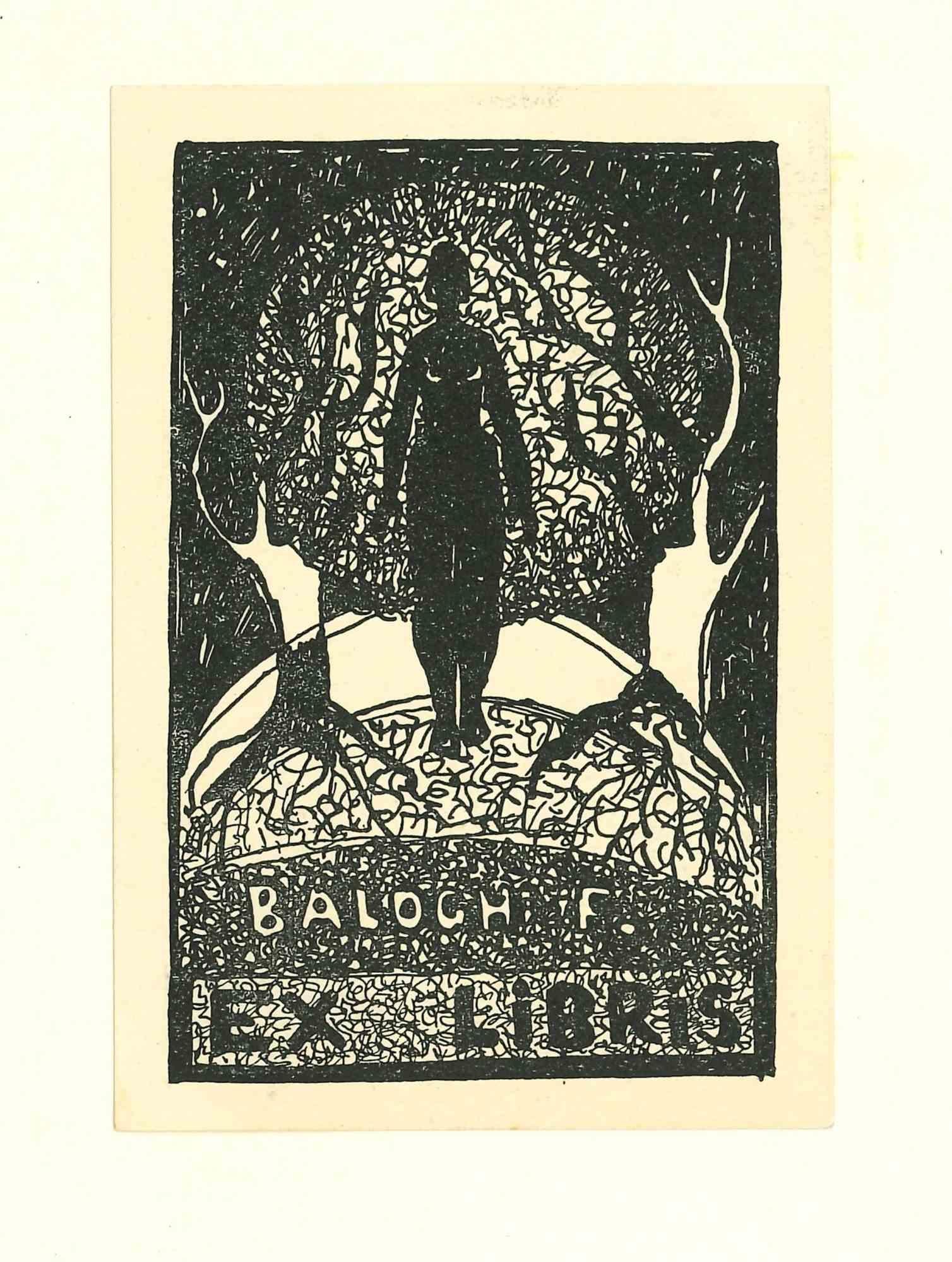Libris Balogh - Original-Holzschnitt - 19. Jahrhundert