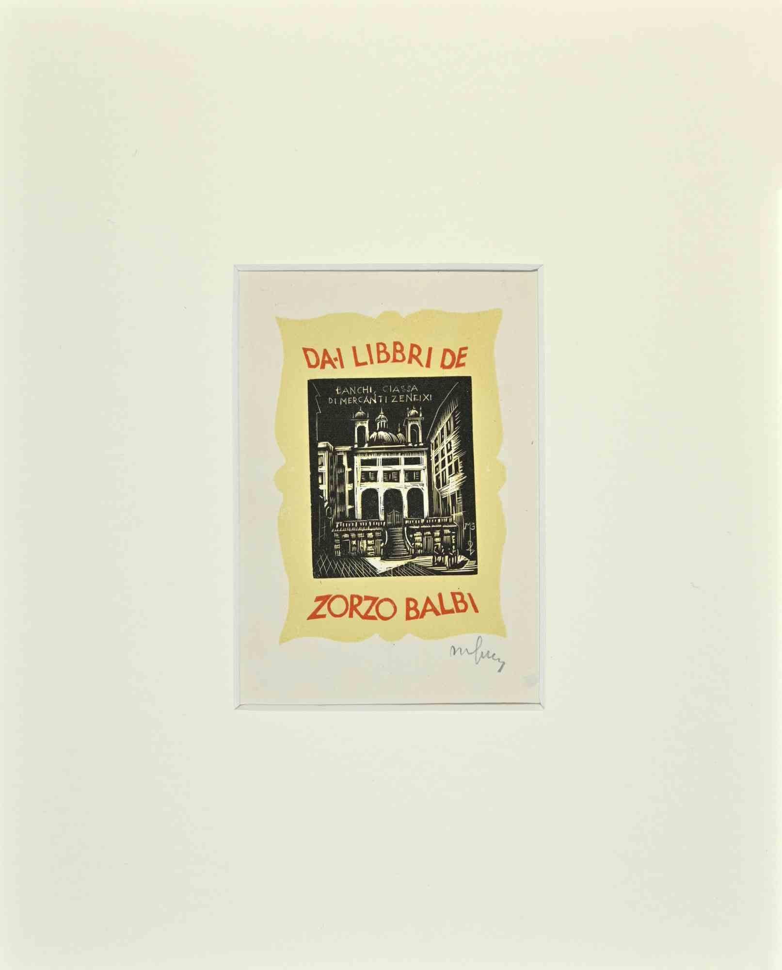 Figurative Print di Unknown - Ex Libris  -Banchi Classa - Metà del 20° secolo