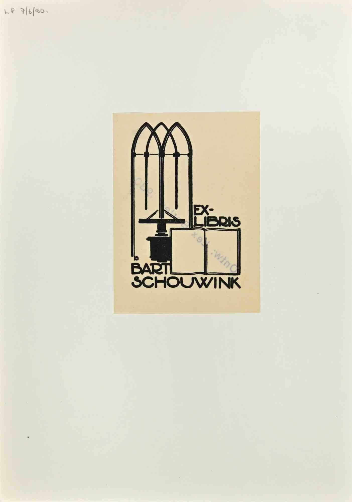 Unknown Figurative Print - Ex-Libris - Bart Schouwink - Woodcut - 1930