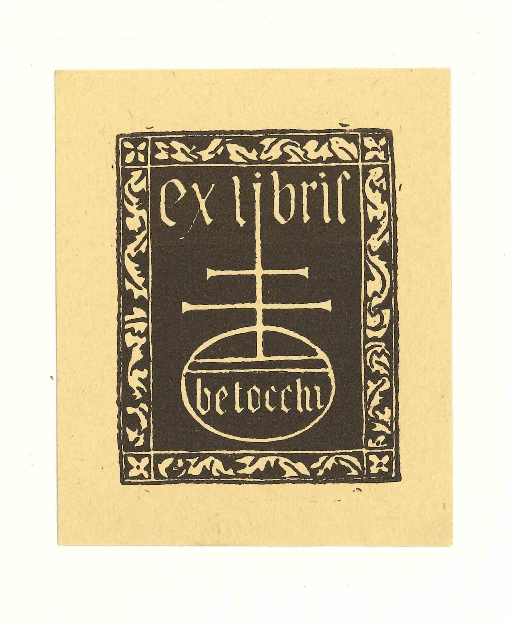 Ex Libris Betocchi - Original Woodcut - Mid-20th Century