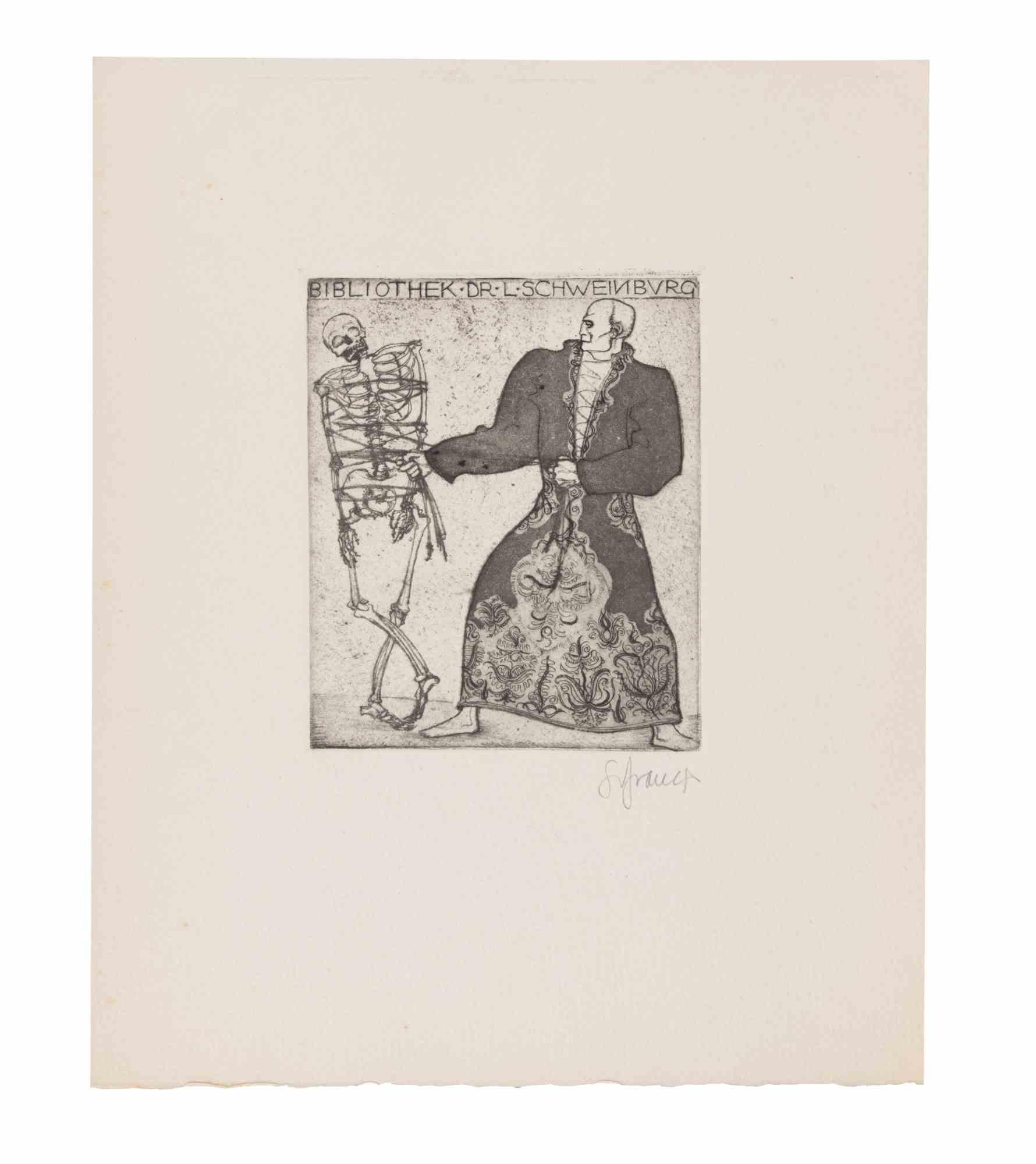 Ex Libris Bibliothek dr. L. Schweinburg - Gravure - Années 1920 - Print de Unknown