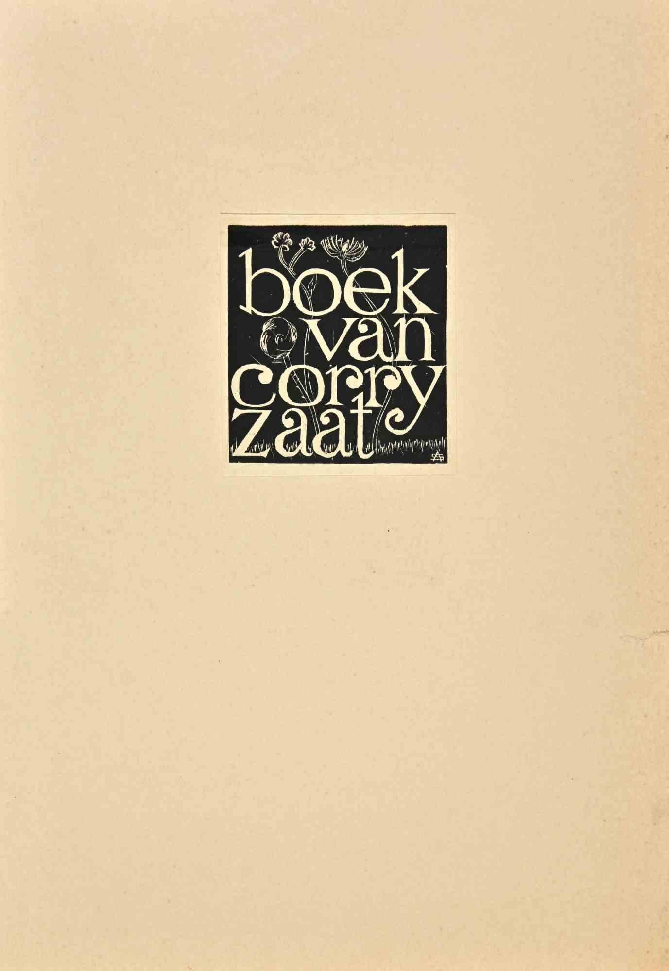 Unknown Figurative Print - Ex Libris - Boek Van Corry Zaat - Woodcut - 1934