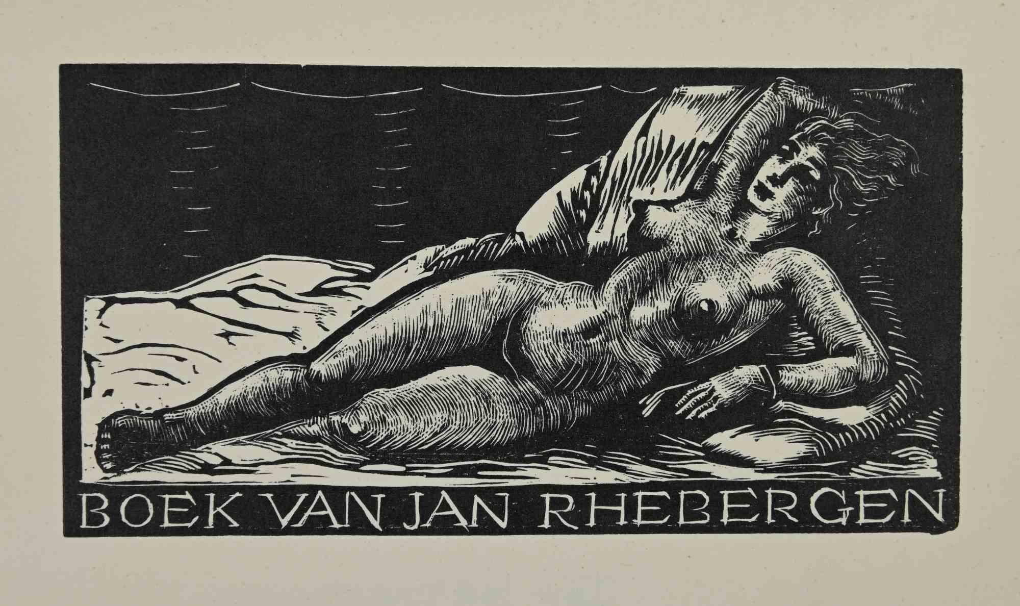 Unknown Figurative Print - Ex-Libris - Boek Van Jan Rhebergen - Woodcut - Mid 20th Century