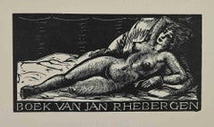 Ex-Libris – Boek Van Jan Rhebergen – Holzschnitt – Mitte des 20. Jahrhunderts