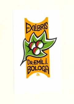 Ex Libris Bologa  - Tableau sur bois d'origine - XXe siècle