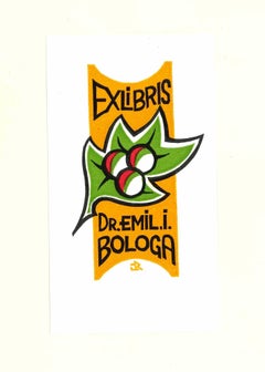 Ex Libris Bologa  - Xilografía original - Siglo XX
