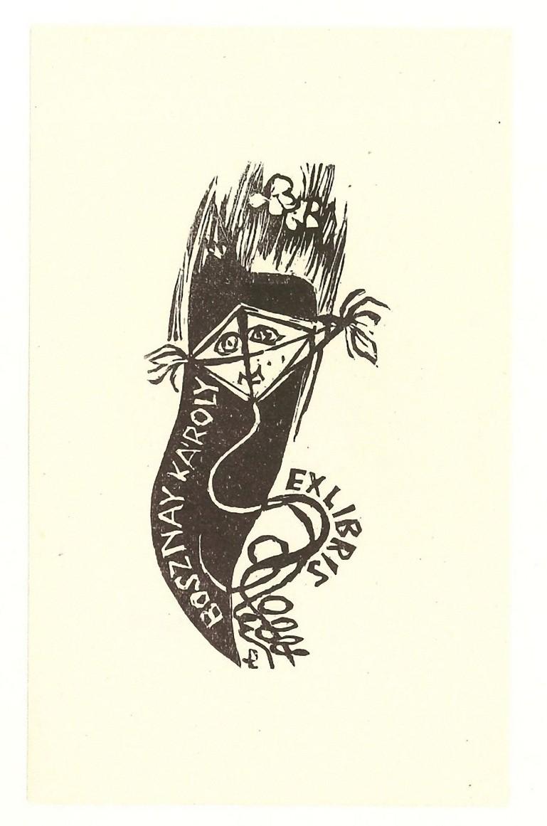 Unknown Figurative Print – Libris Bosznay Karoly - Original Holzschnittdruck - 1950er Jahre