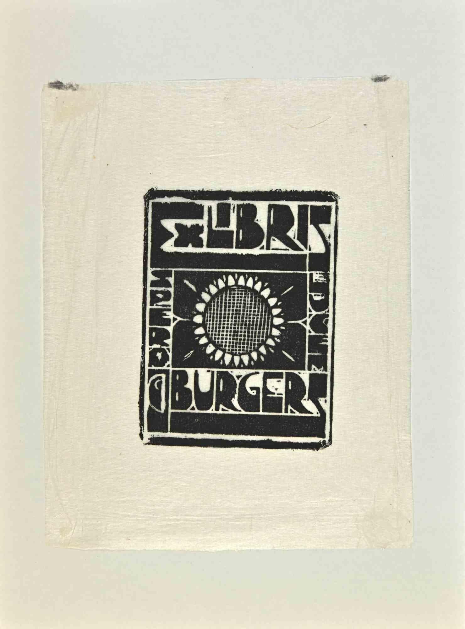 Unknown Figurative Print - Ex Libris - Burgers - Woodcut - Mid 20th Century