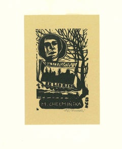 Ex Libris Chelminska - Xilografía original - Mediados del siglo XX