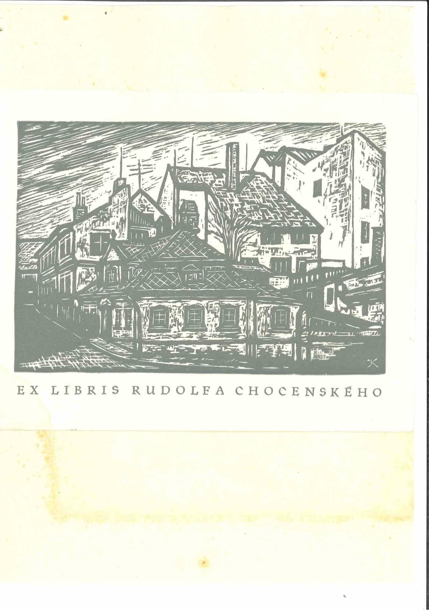 Ex Libris Chocenskeho - gravure sur bois originale - années 1940
