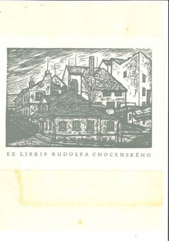 Ex Libris Chocenskeho - Original Woodcut - 1940s
