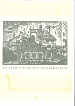 Ex Libris Chocenskeho - Grabado original en madera - Años 40