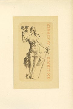 Retro Ex Libris Cinner  - Woodcut Print - Mid-20th Century