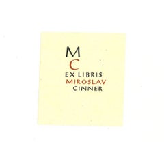 Retro Ex Libris Cinner  - Woodcut Print - Mid-20th Century