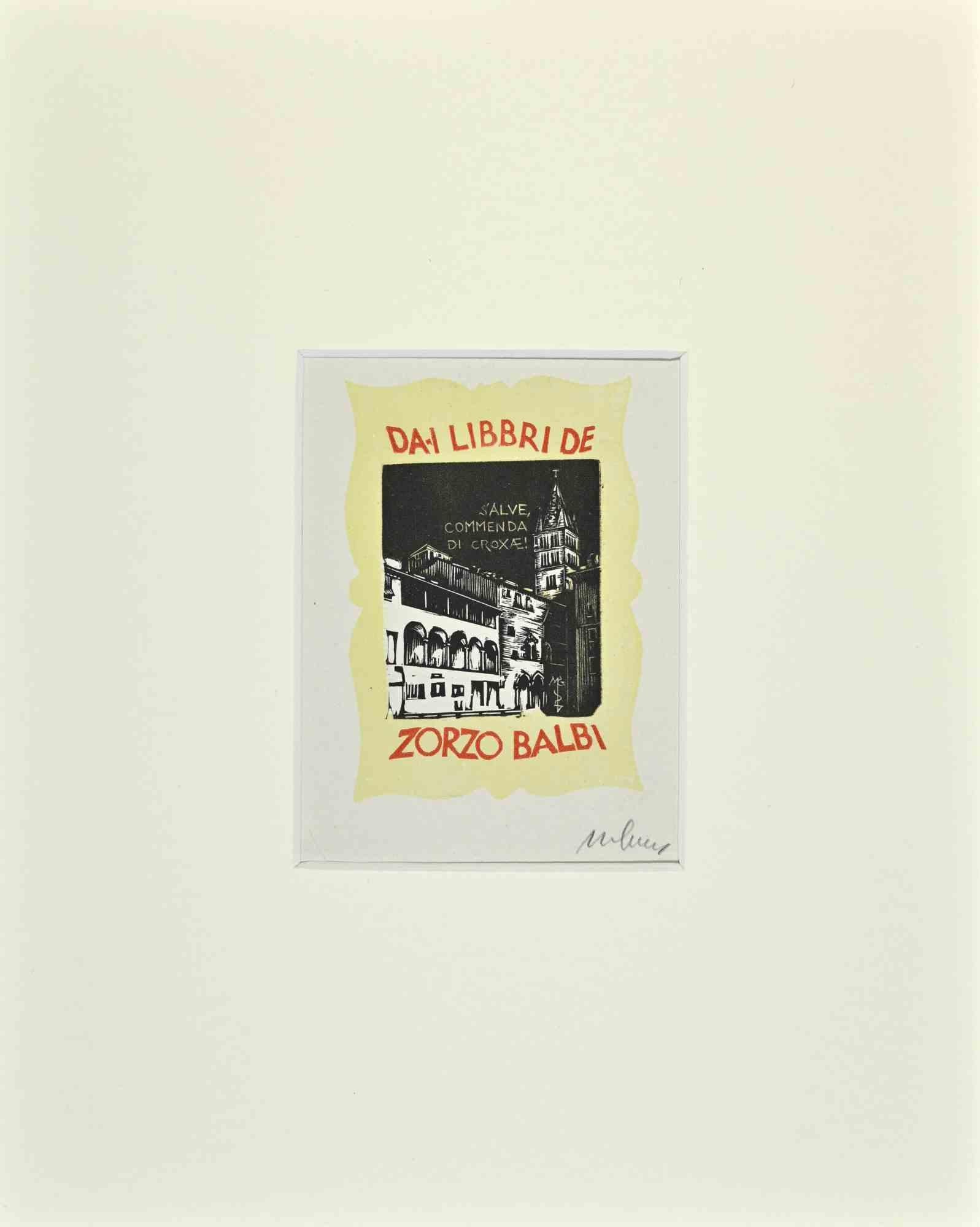 Unknown Figurative Print – Ex Libris - Farben überall - Mitte des 20. Jahrhunderts