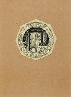 Vintage  Ex Libris - Constance Grondfoud Boer - Woodcut - Mid 20th Century