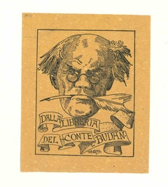 Antique Ex Libris Conte Budan - Original Woodcut - 1899