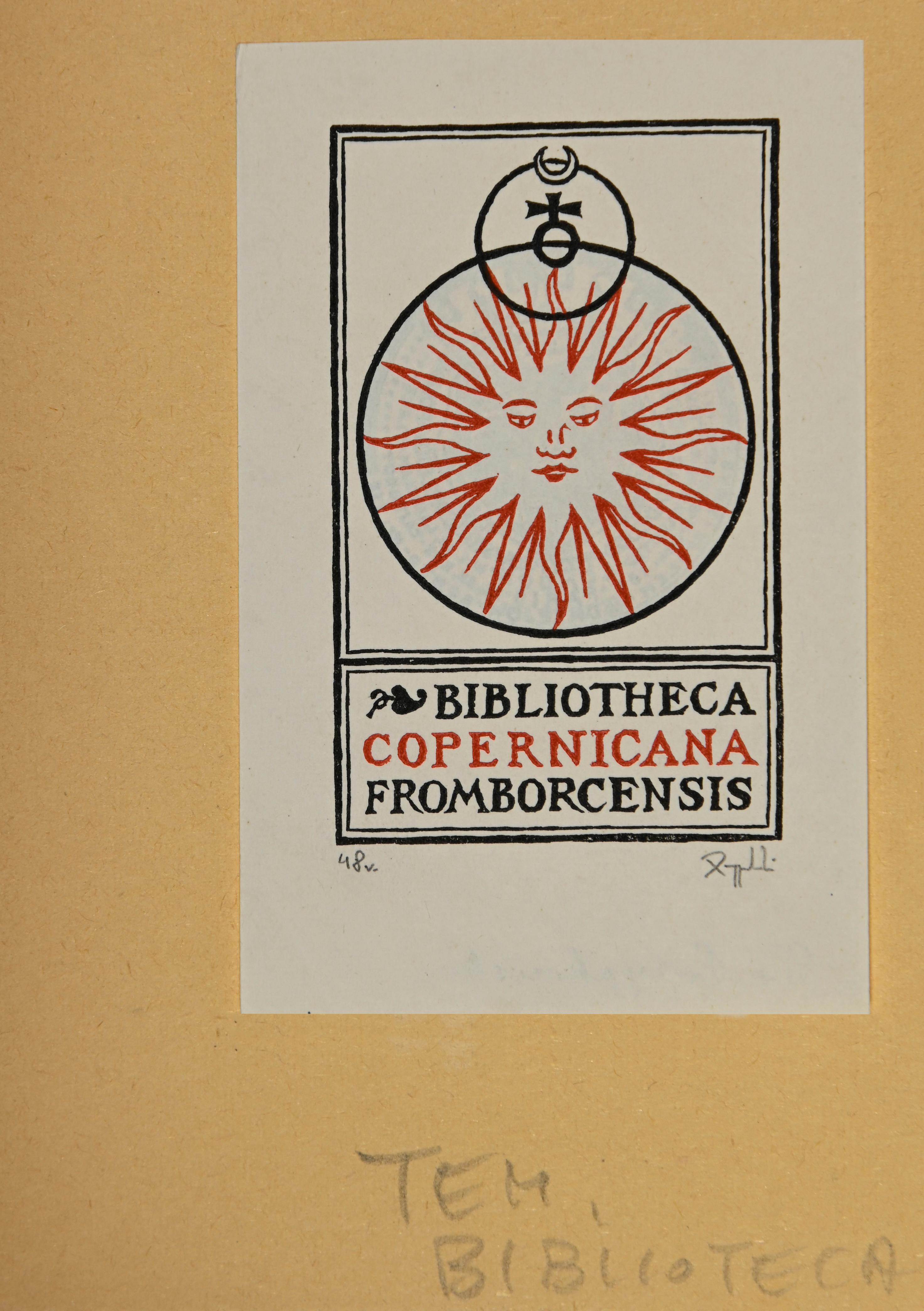 Unknown Figurative Print - Ex-Libris - Copernicana - Woodcut - Mid 20th Century