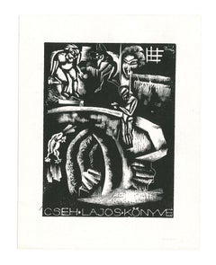 Ex Libris Cseh Lajos Konive - Original Woodcut Print - Early 20th Century