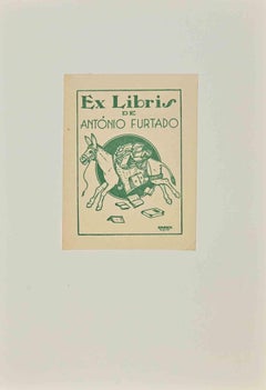  Ex Libris  de Antònio Furtado - Holzschnitt - Mitte 20. Jahrhundert