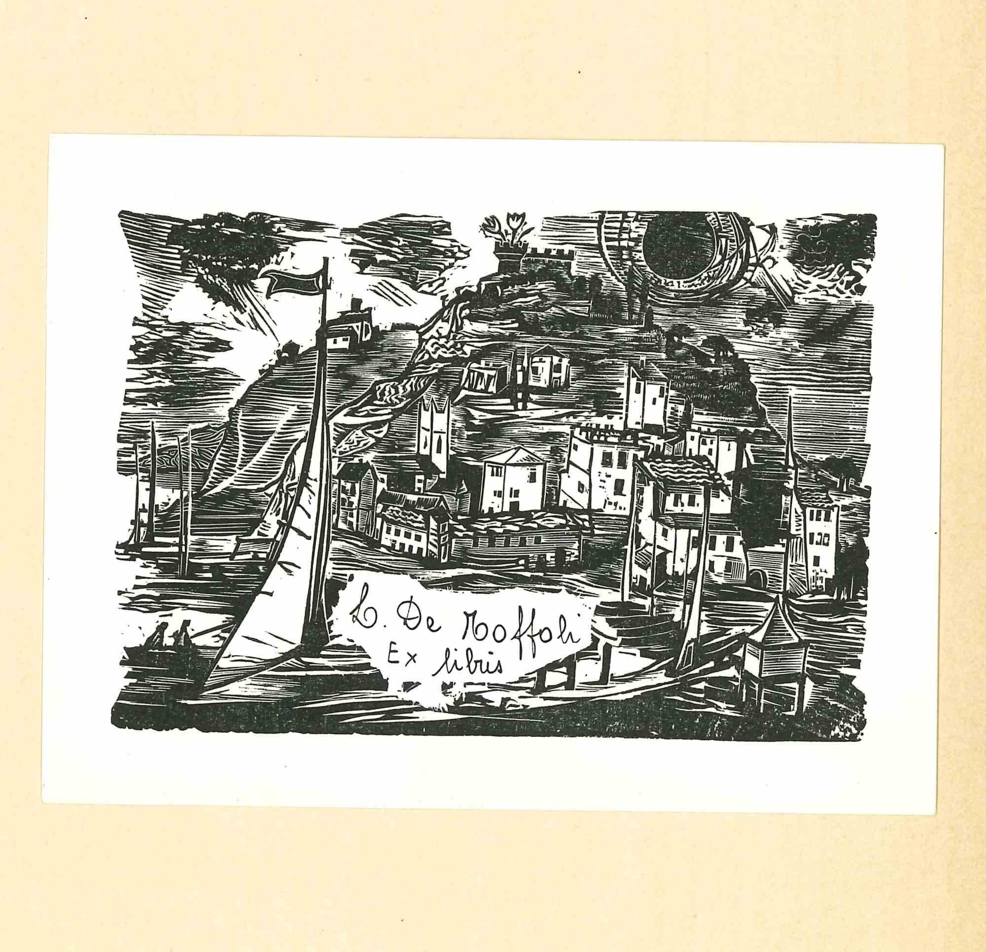Unknown Figurative Print – Libris De Moffoli - Original Holzschnitt - Mitte des 20. Jahrhunderts