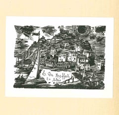Libris De Moffoli - Original Holzschnitt - Mitte des 20. Jahrhunderts