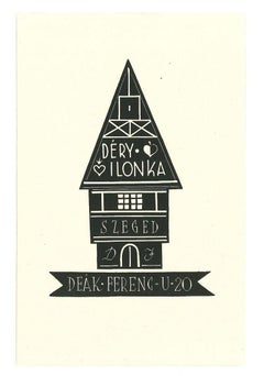 Ex Libris Dery I Lonka - Impression sur bois originale - années 1950