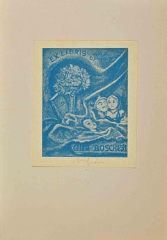  Ex Libris  di Gigi Boschesi - Woodcut - Mid-20th century