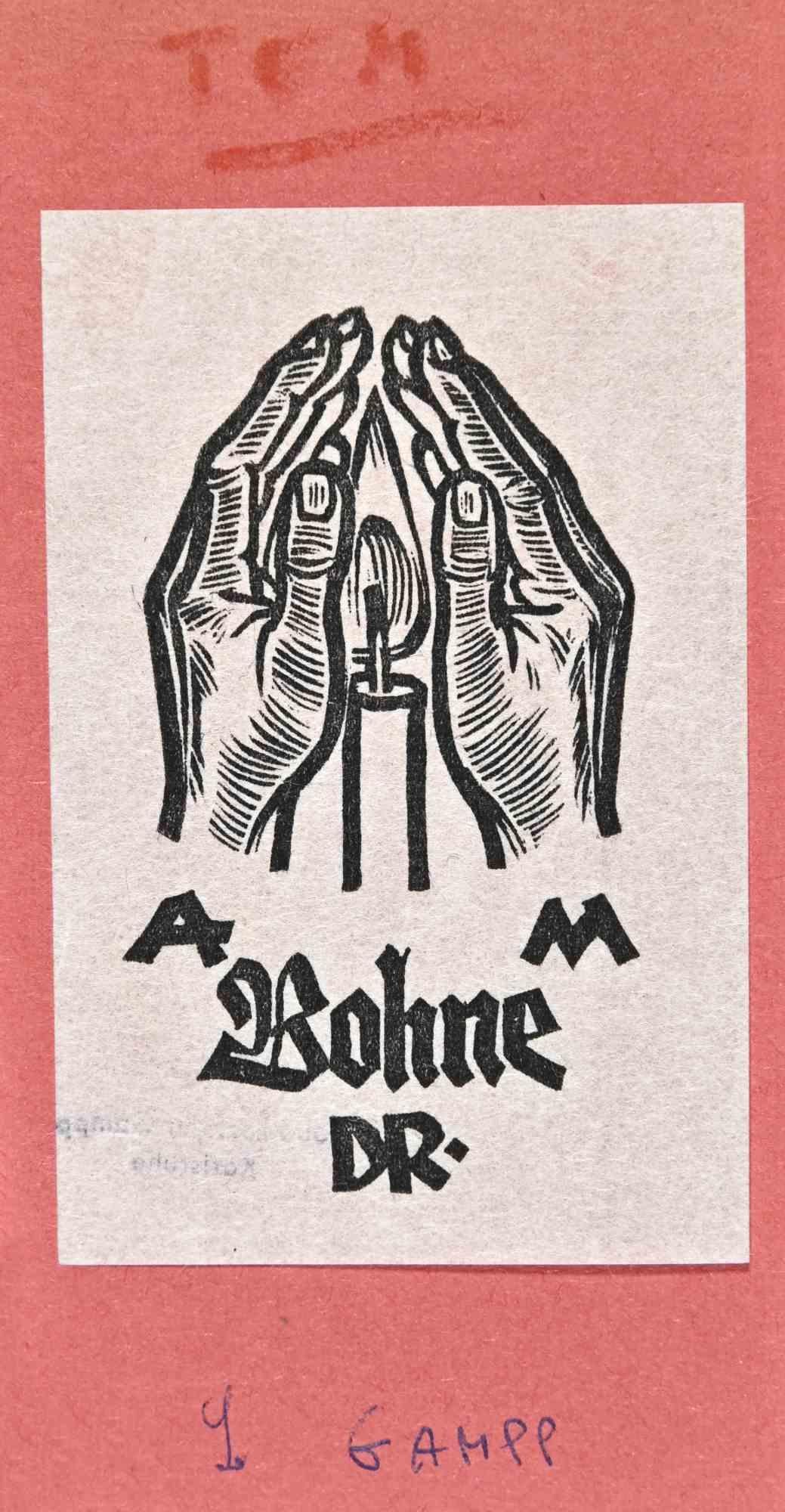 Ex Libris - DR. Agrohne - Woodcut - Mid 20th Century