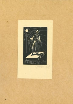 Ex Libris Dr. Ecsedy - Original Woodcut Print - Mid-20th Century