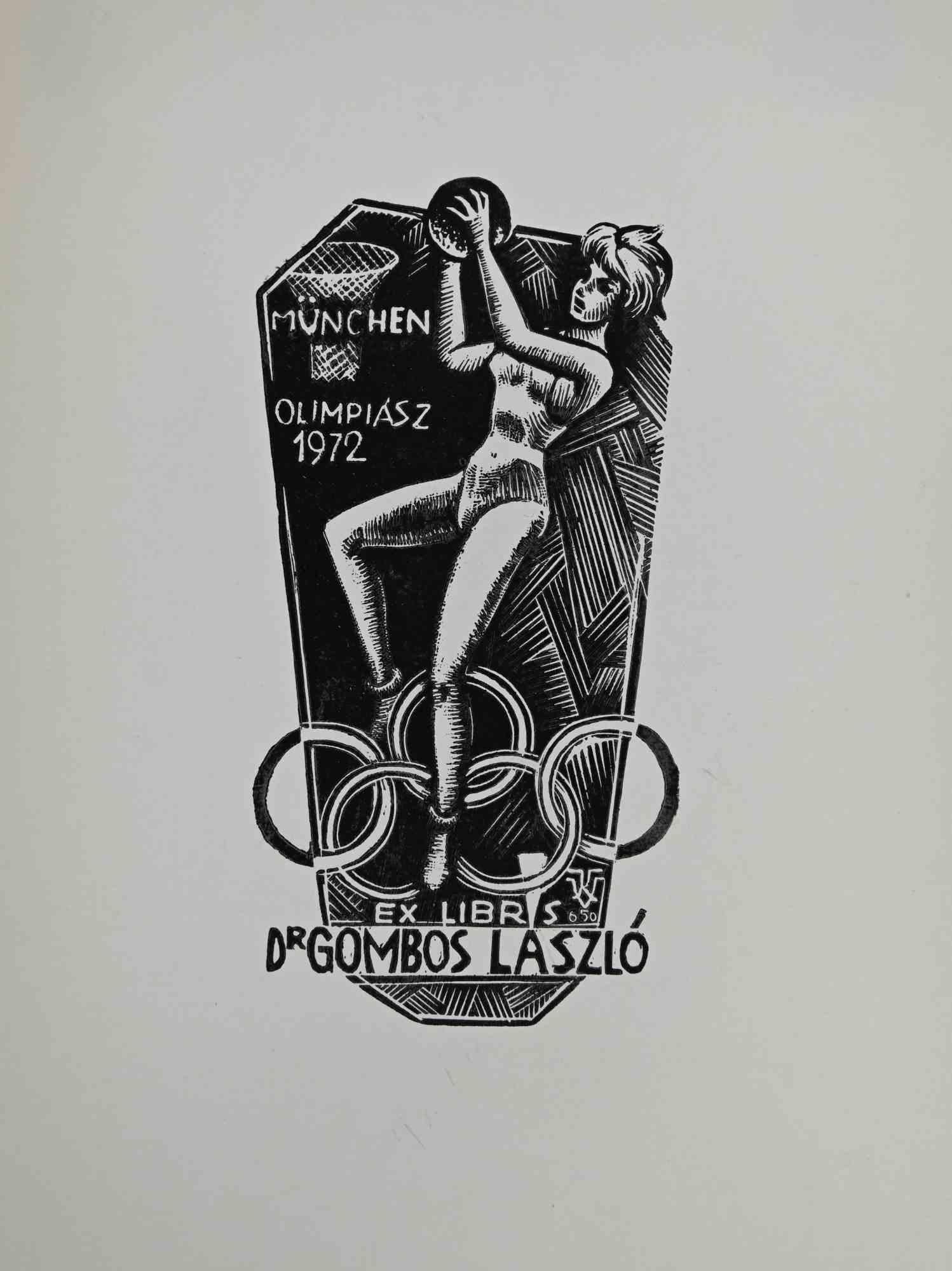 Ex-Libris - Dr Gombos Laszlo - Gravure sur bois - Milieu du 20e siècle