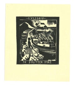 Ex Libris Dr. Imre Politzer - Original Woodcut Print - Early 20th Century