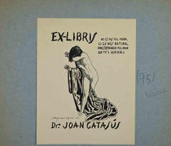 Ex-Libris - Dr Joan Catasus - Gravure sur bois - Milieu du 20e siècle
