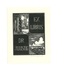 Libris Dr. Lustig - Original Holzschnitt-Druck - 1935
