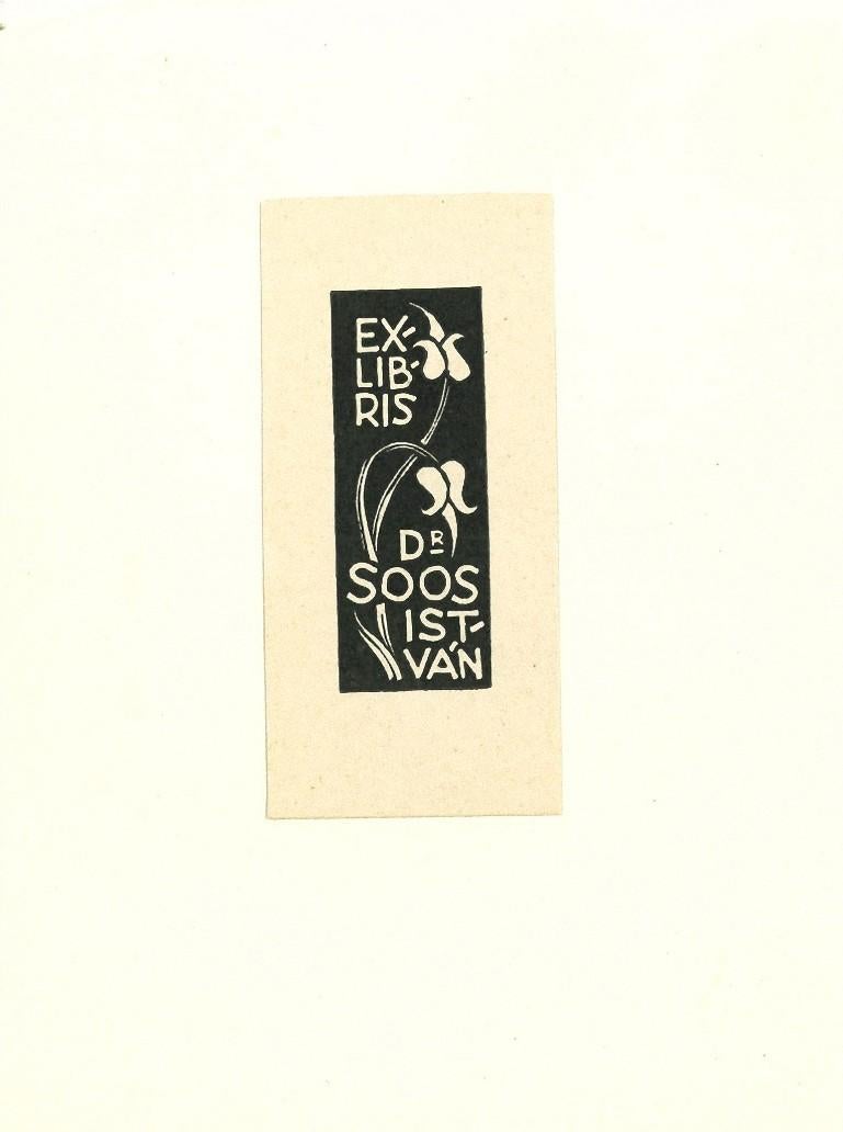 Unknown Figurative Print - Ex Libris Dr. Soos Istvan - Original Woodcut Print - Mid-20th Century