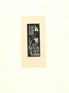 Ex Libris Dr. Soos Istvan - Impression originale sur bois - Milieu du XXe siècle
