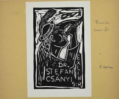 Ex-Libris - Dr. Stefan Csanyi - Stampa xilografica - Metà del XX secolo