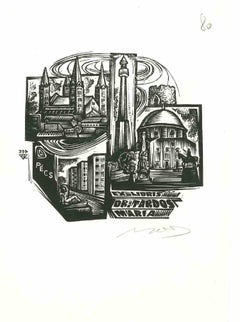 Ex Libris Dr. Tardos - Original Woodcut - Mid-20th Century