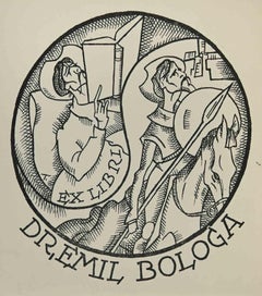 Ex-Libris - Dr.Emil Bologa - woodcut - Mid 20th Century