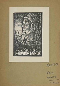 Ex-Libris - Dr.Gombos Laszlo - woodcut - Mid 20th Century