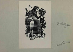 Ex-Libris  - E. Valjal - xilografia - Metà del XX secolo