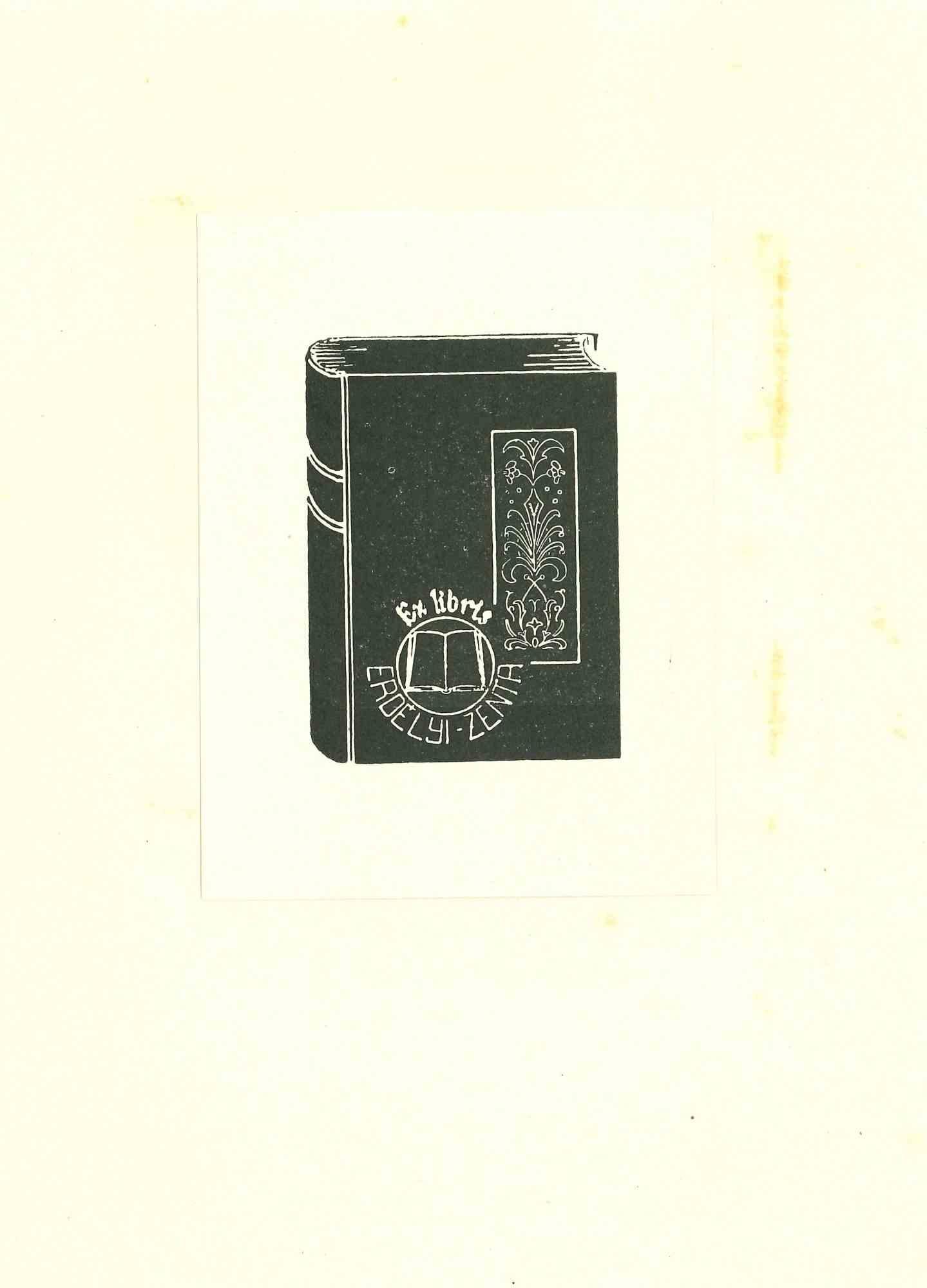 Unknown Figurative Print - Ex Libris Erdelyi Zenta - Original Woodcut - 1920 ca