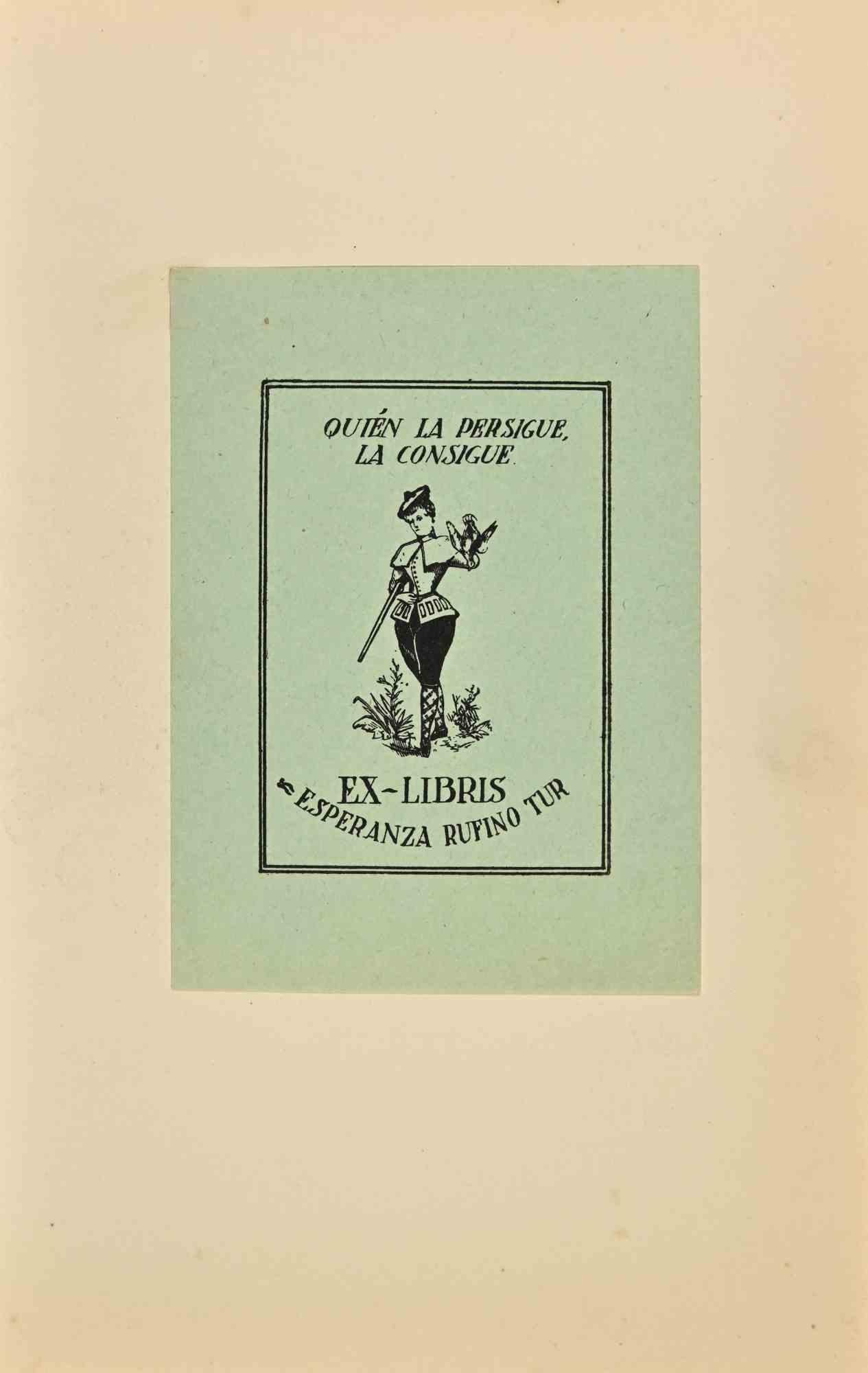 Figurative Print di Unknown - Ex Libris - Esperanza Rufino Tur - Xilografia - XX secolo