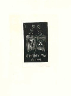 Vintage Ex Libris Eva Konyve - Original Woodcut - 1960s