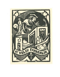 Ex Libris Fanderlik - Original Woodcut on Paper - Early 20th Century