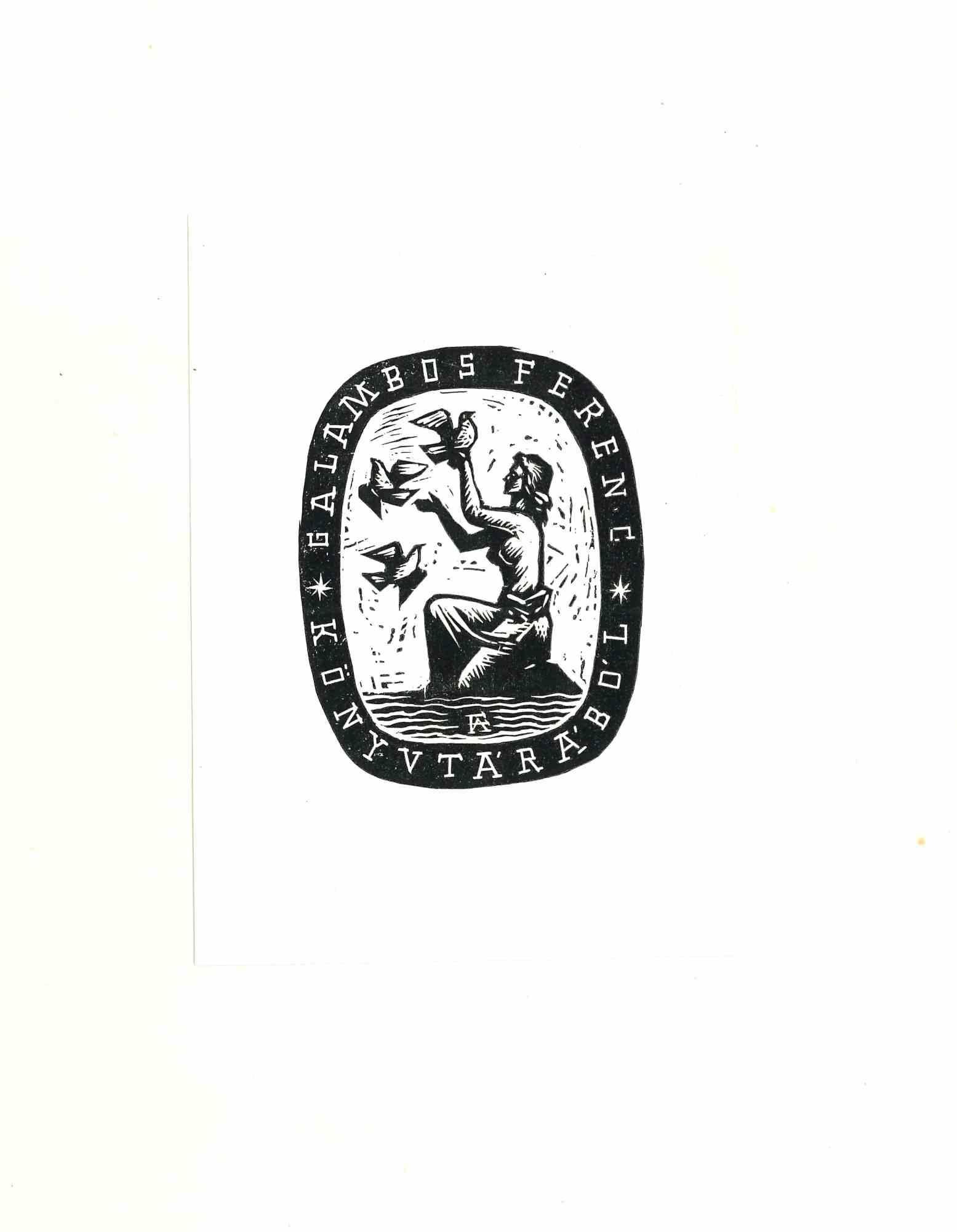Ex Libris Fereng - gravure sur bois originale - années 1950